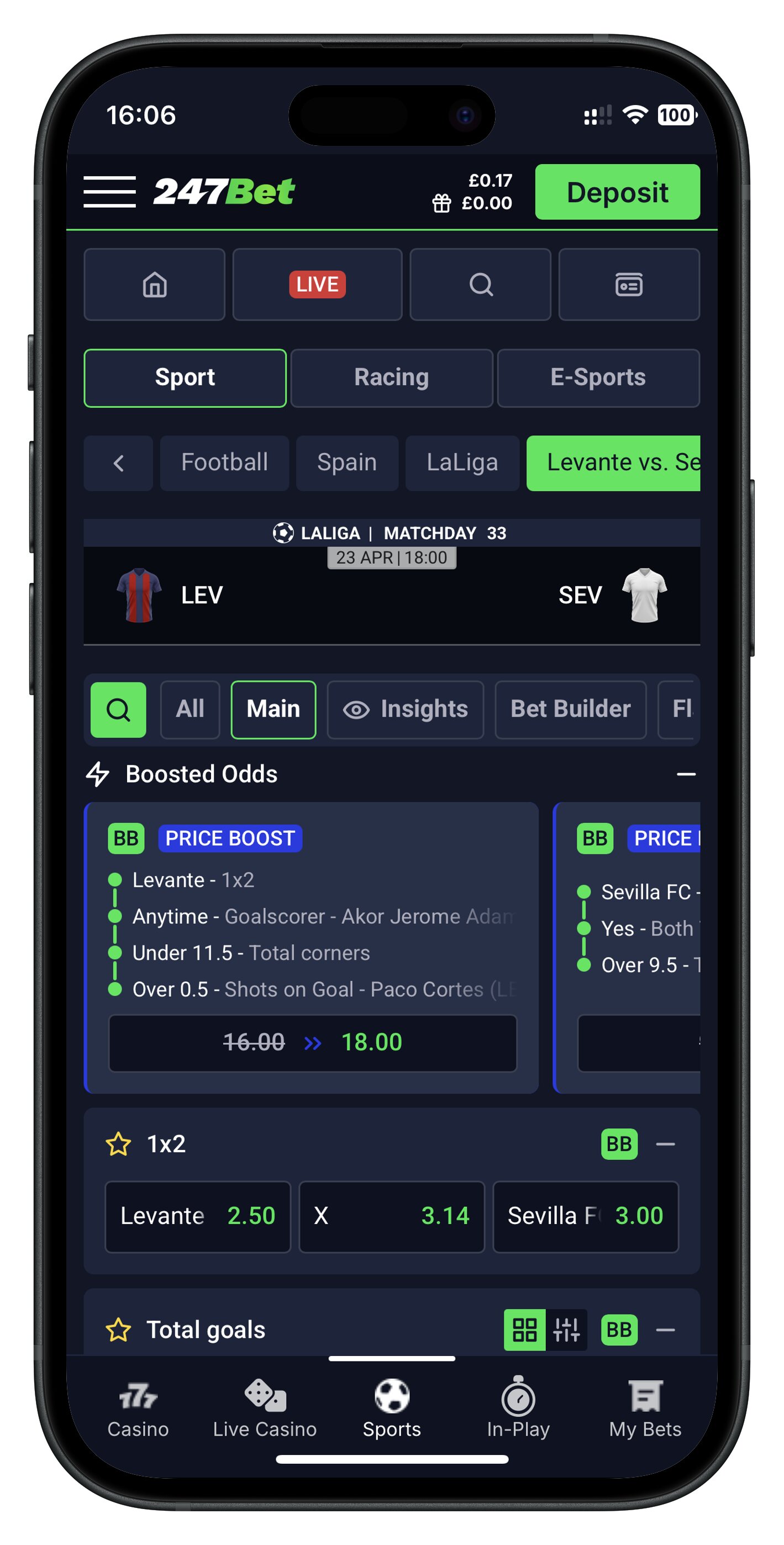 247bet app match page