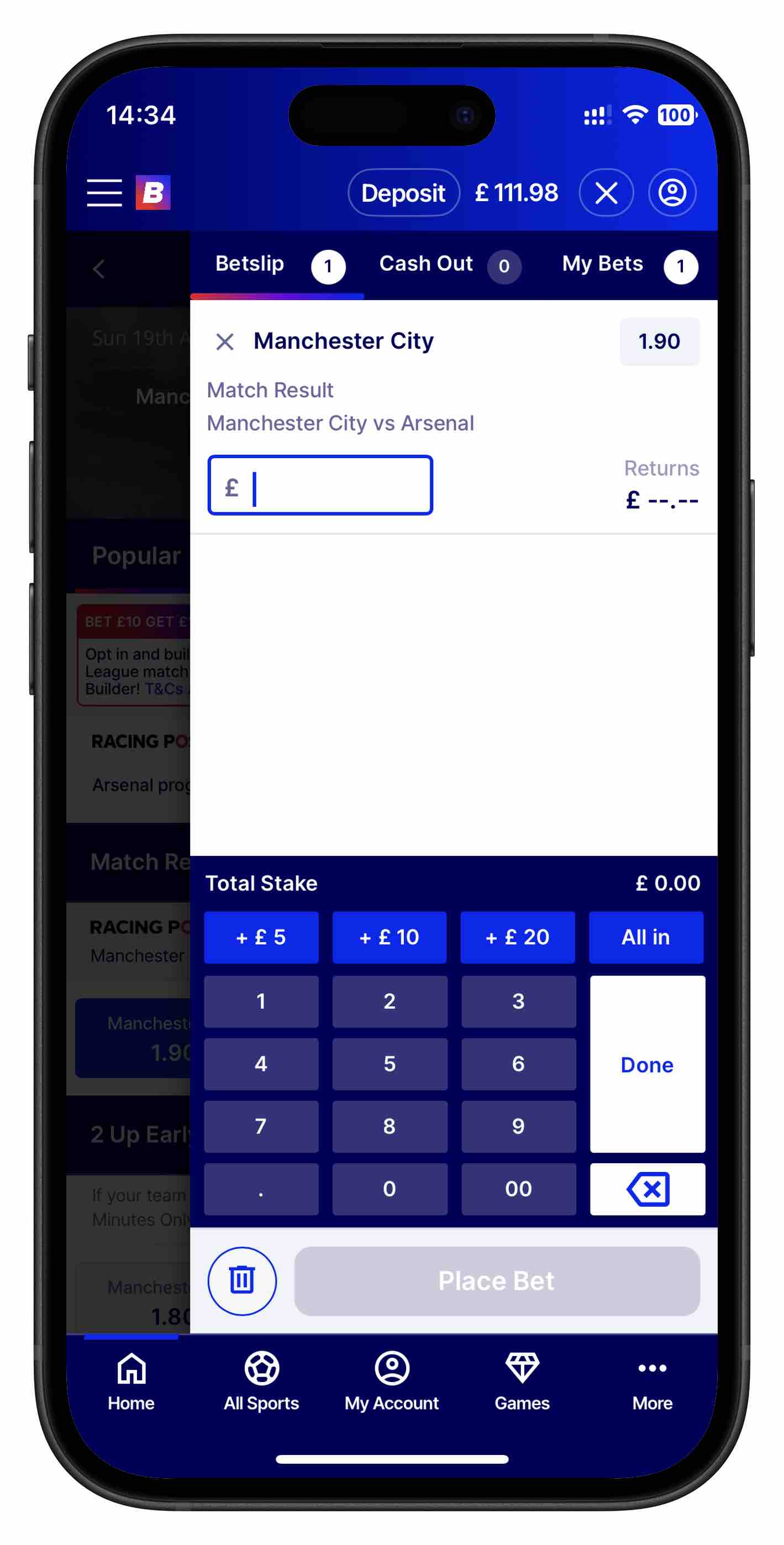 Betfred app betslip