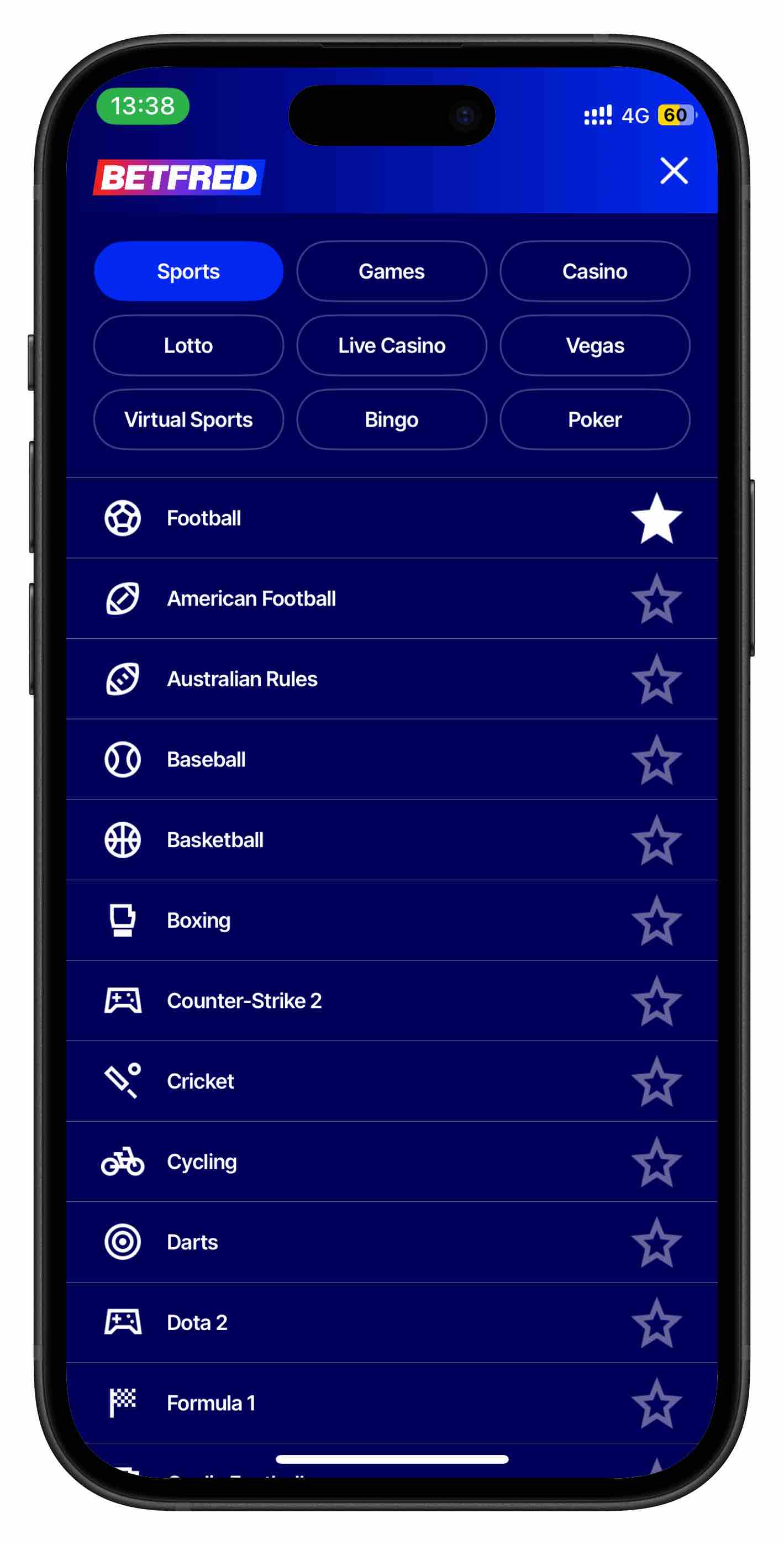 betfred app favorited