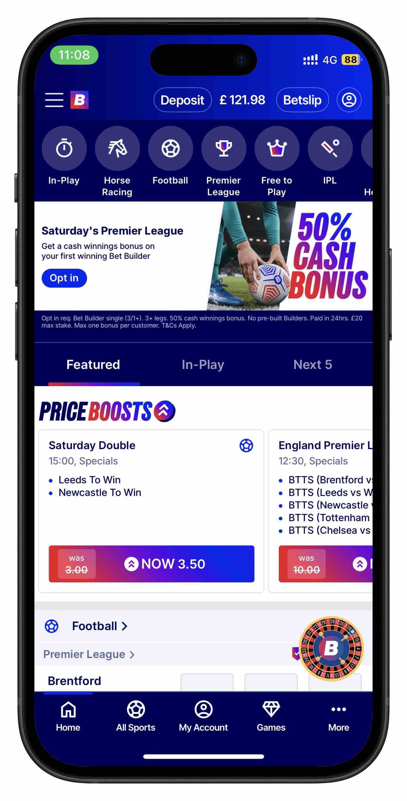 Betfred app homepage