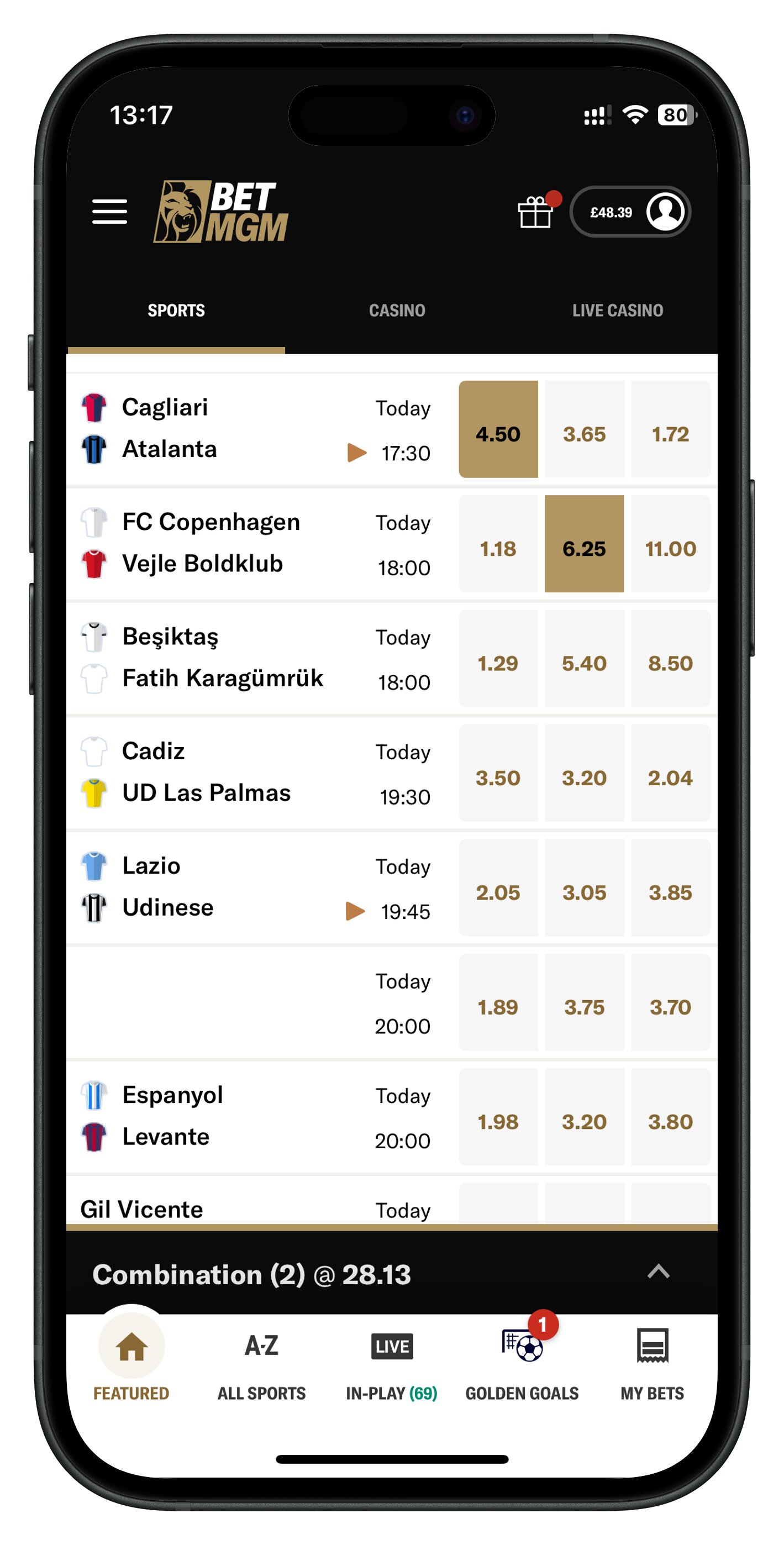 betmgm app multiple selection