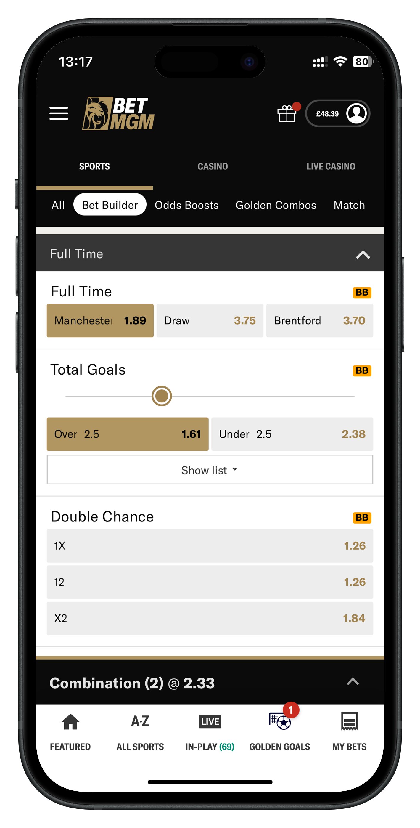 betmgm app bet builder selections
