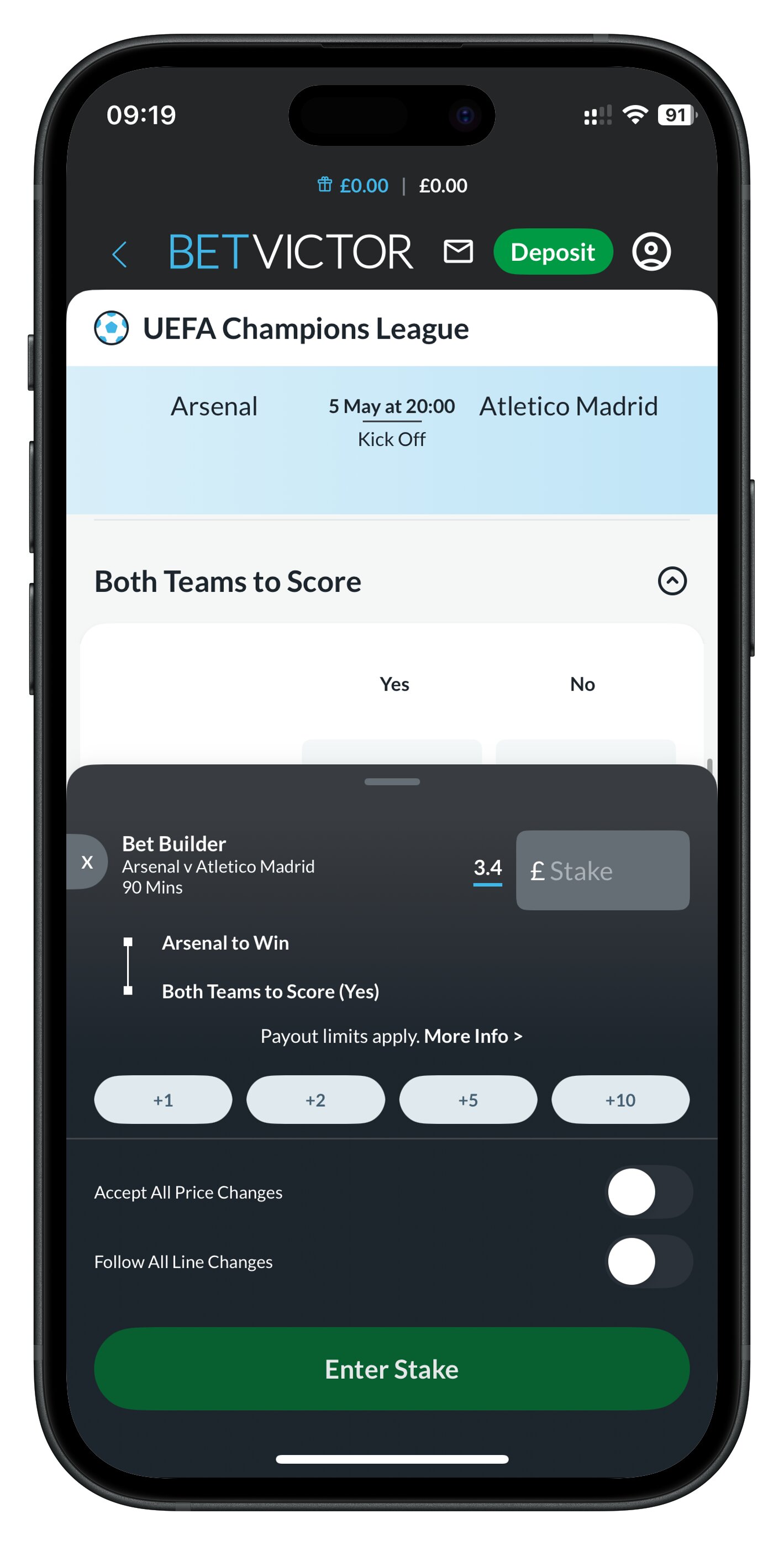 betvictor app bet builder betslip