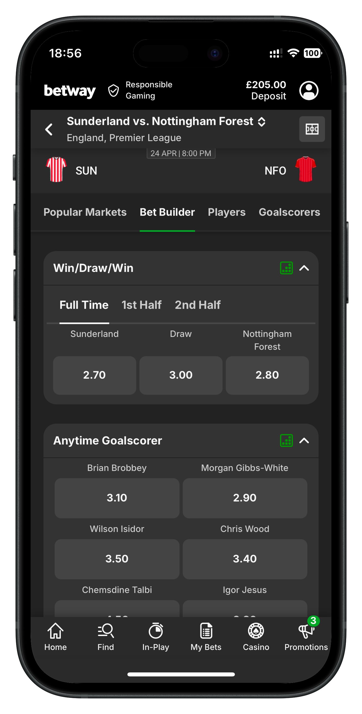 betway app bet builder 0