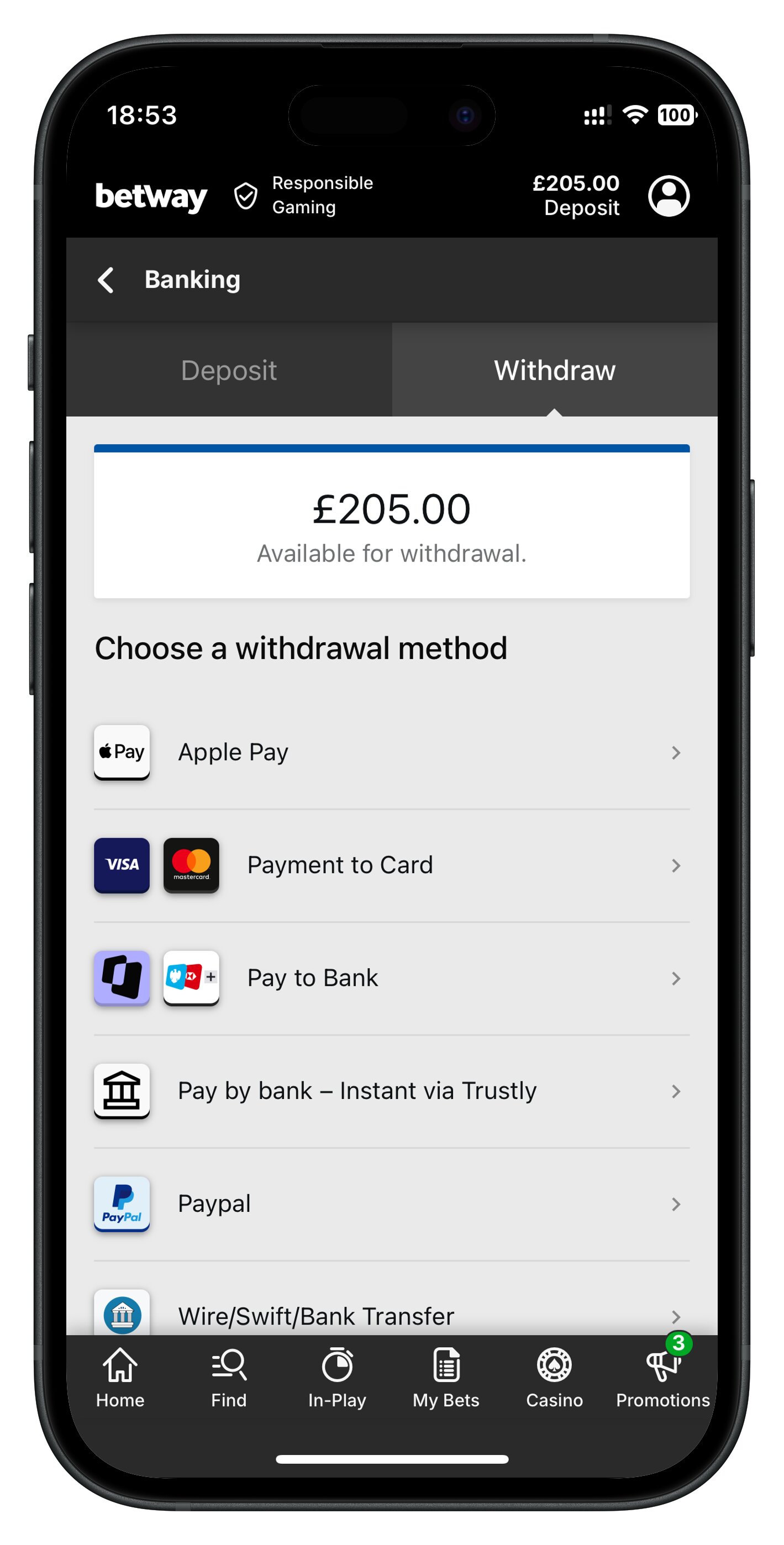 betway app withdraw