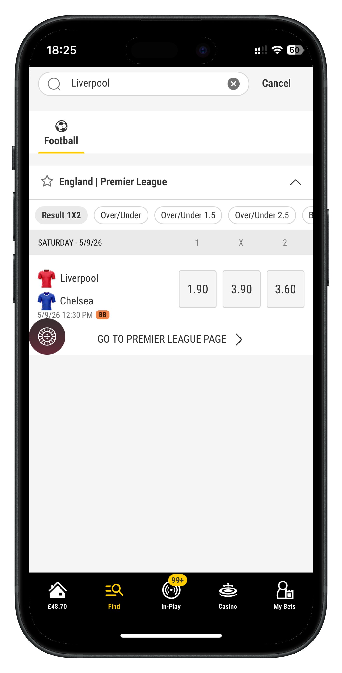 bwin app inner search results
