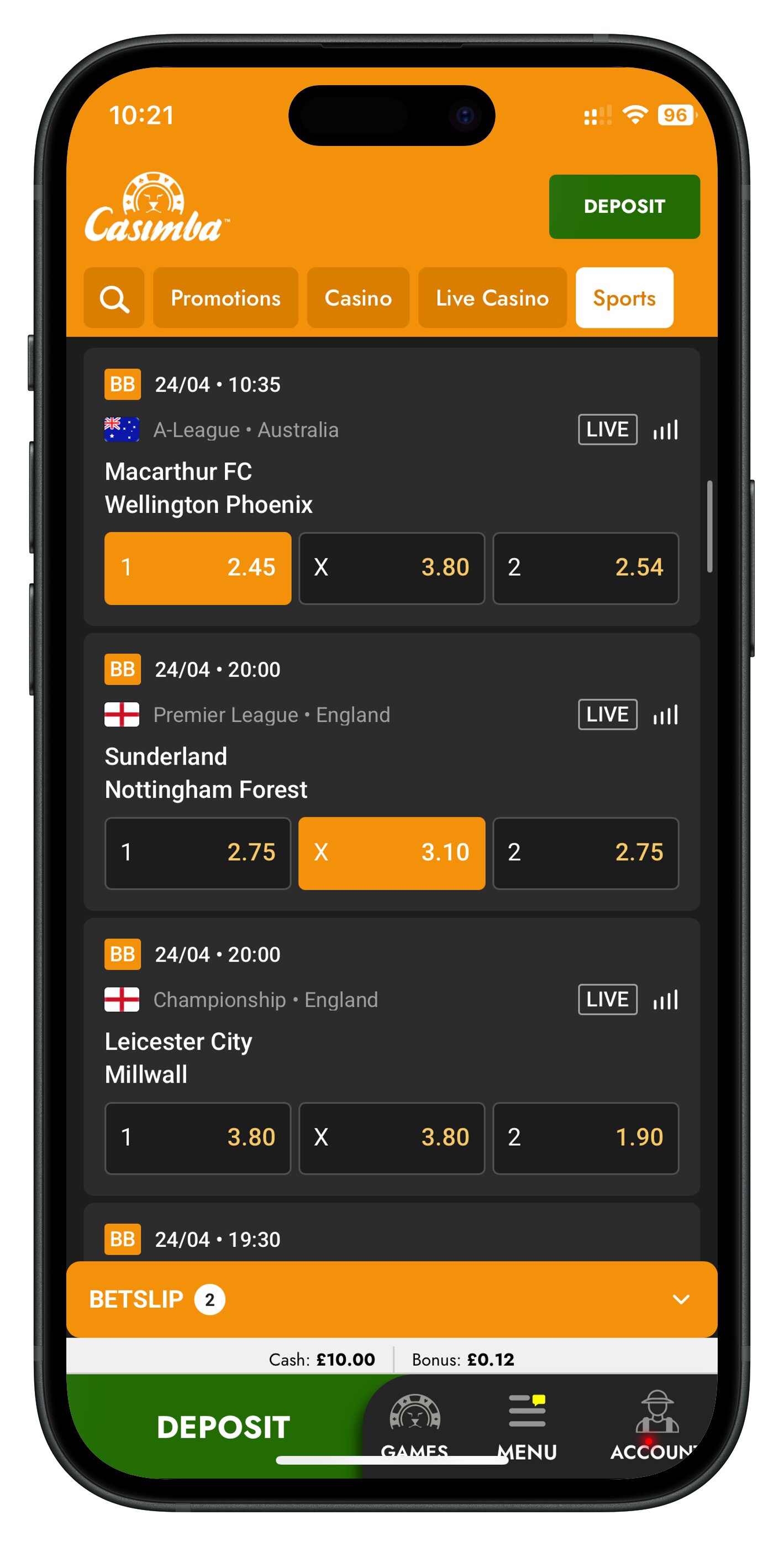 casimba app acca selection