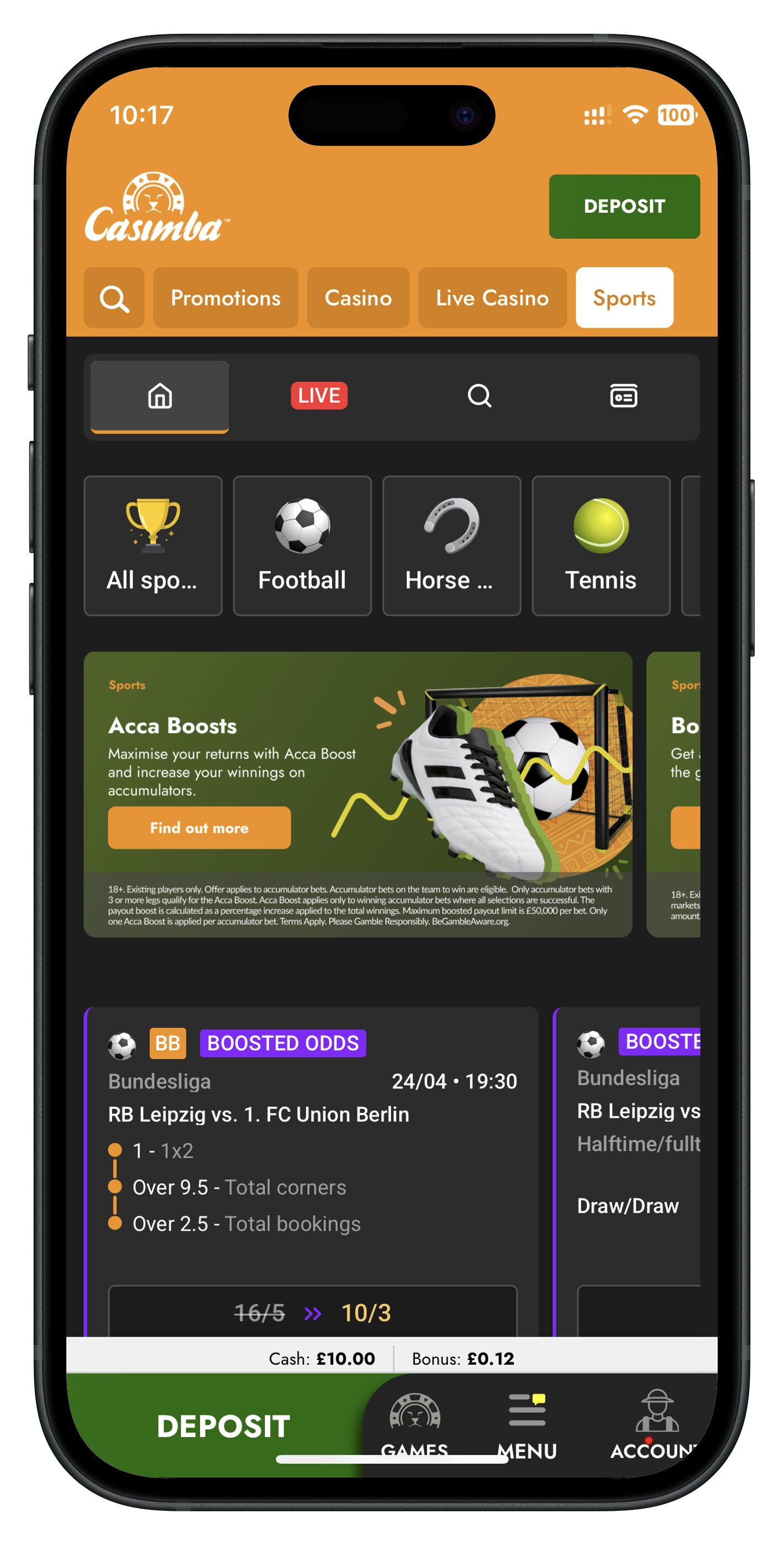 Casimba app homepage