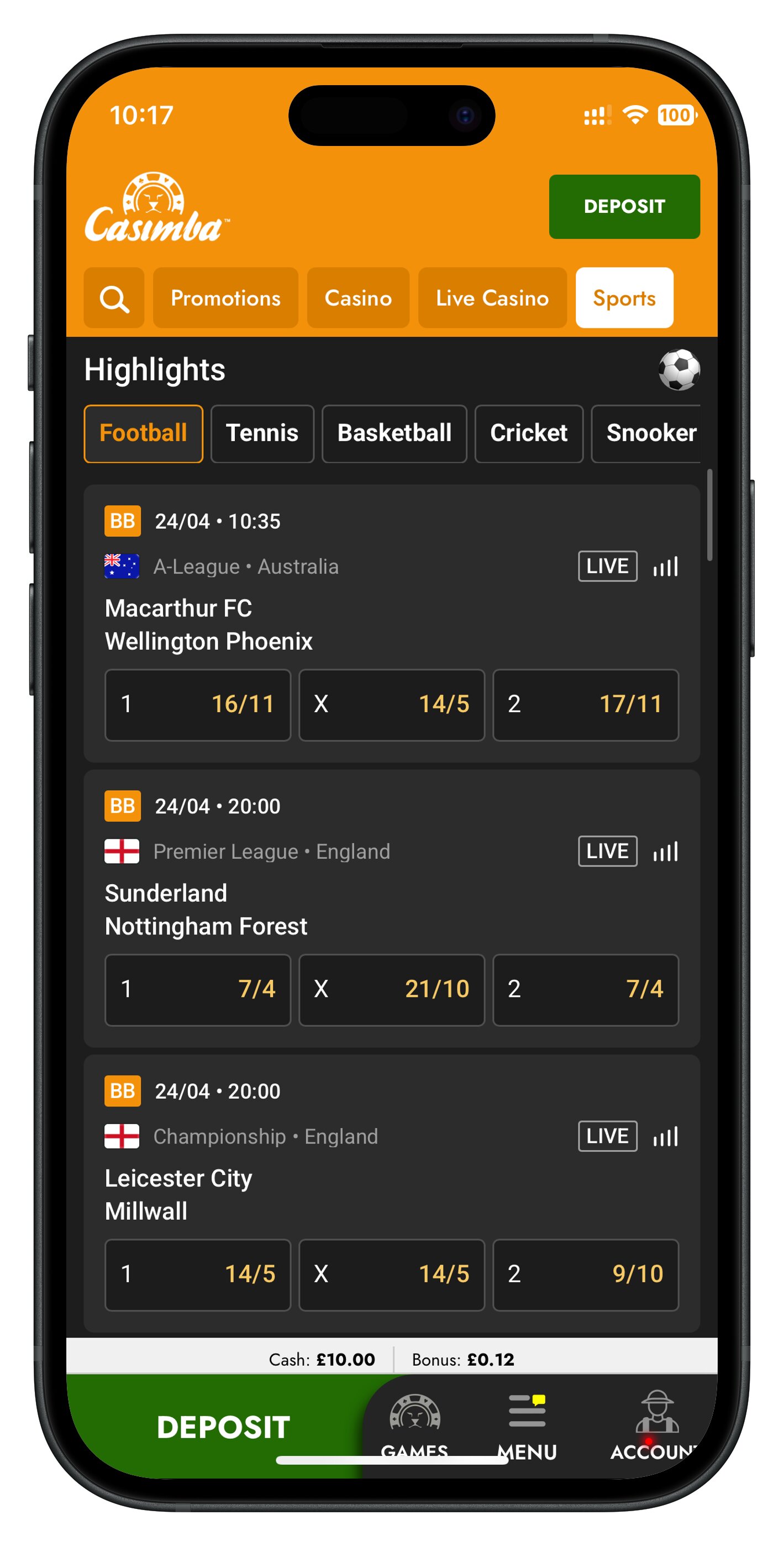 casimba app matches 2