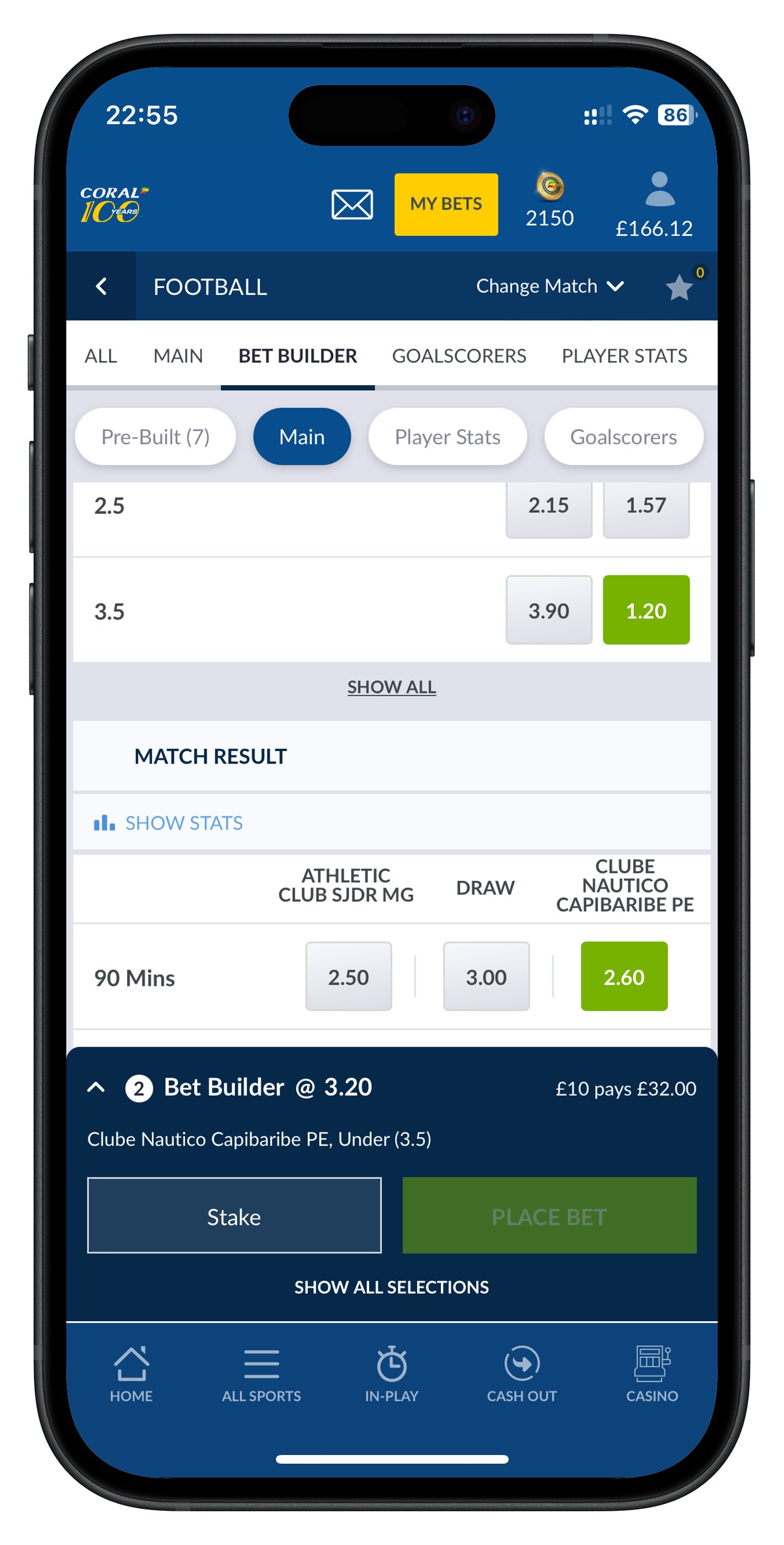 coral app bet builder step 2