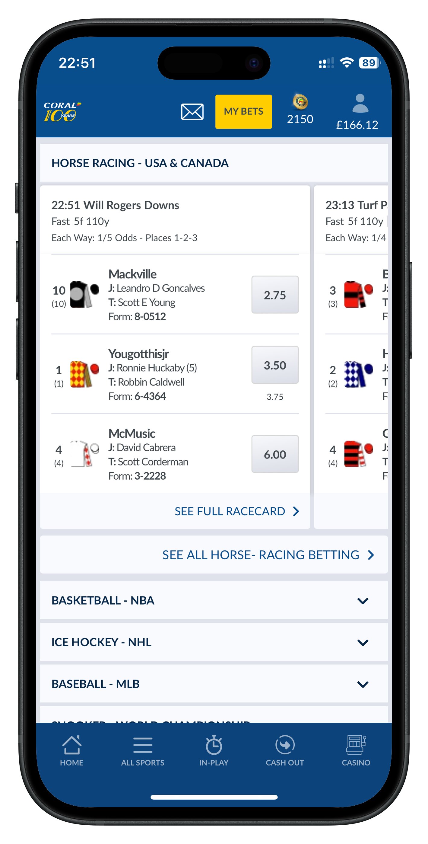 coral app horse racecards