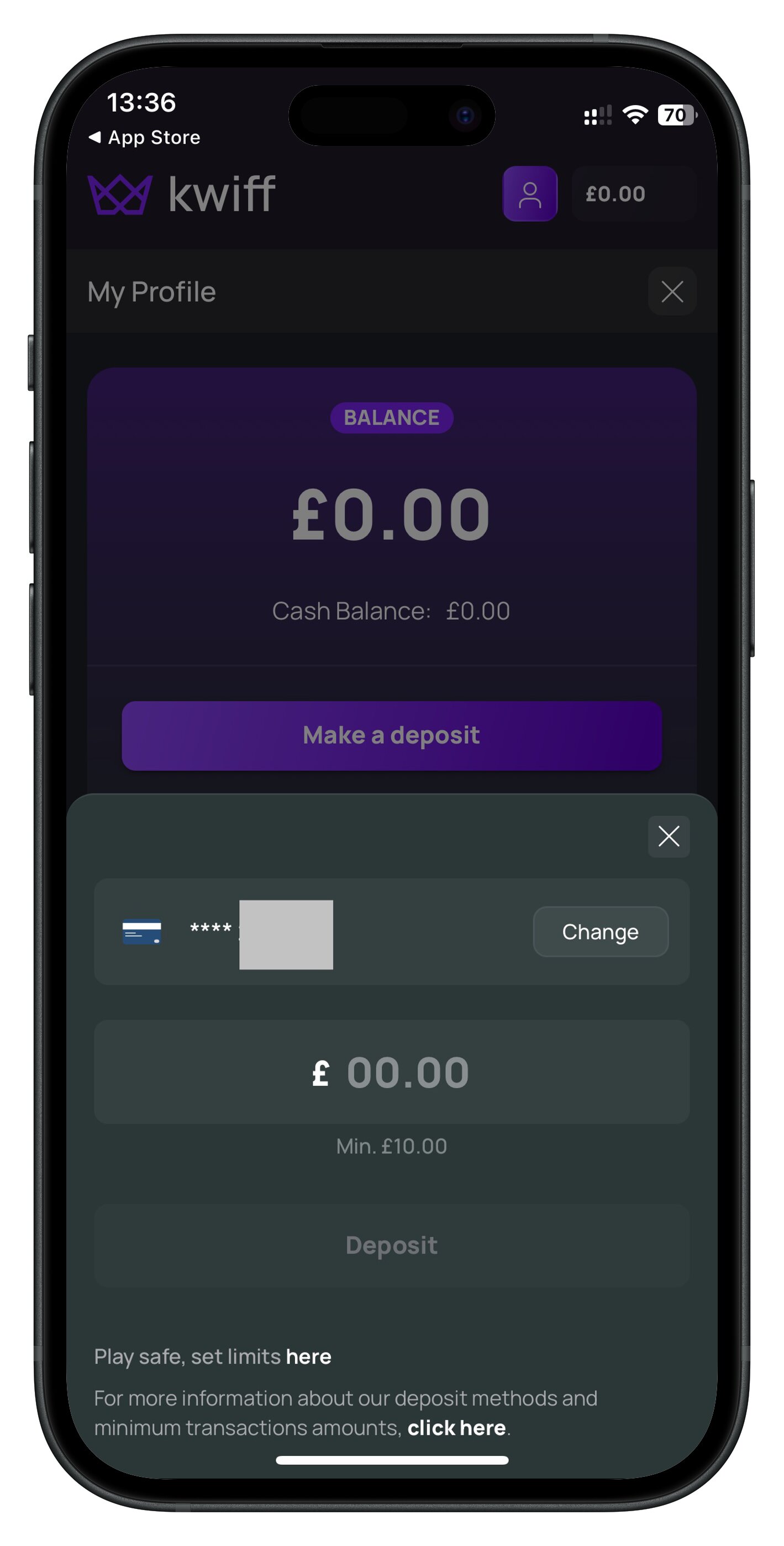 kwiff app min deposit