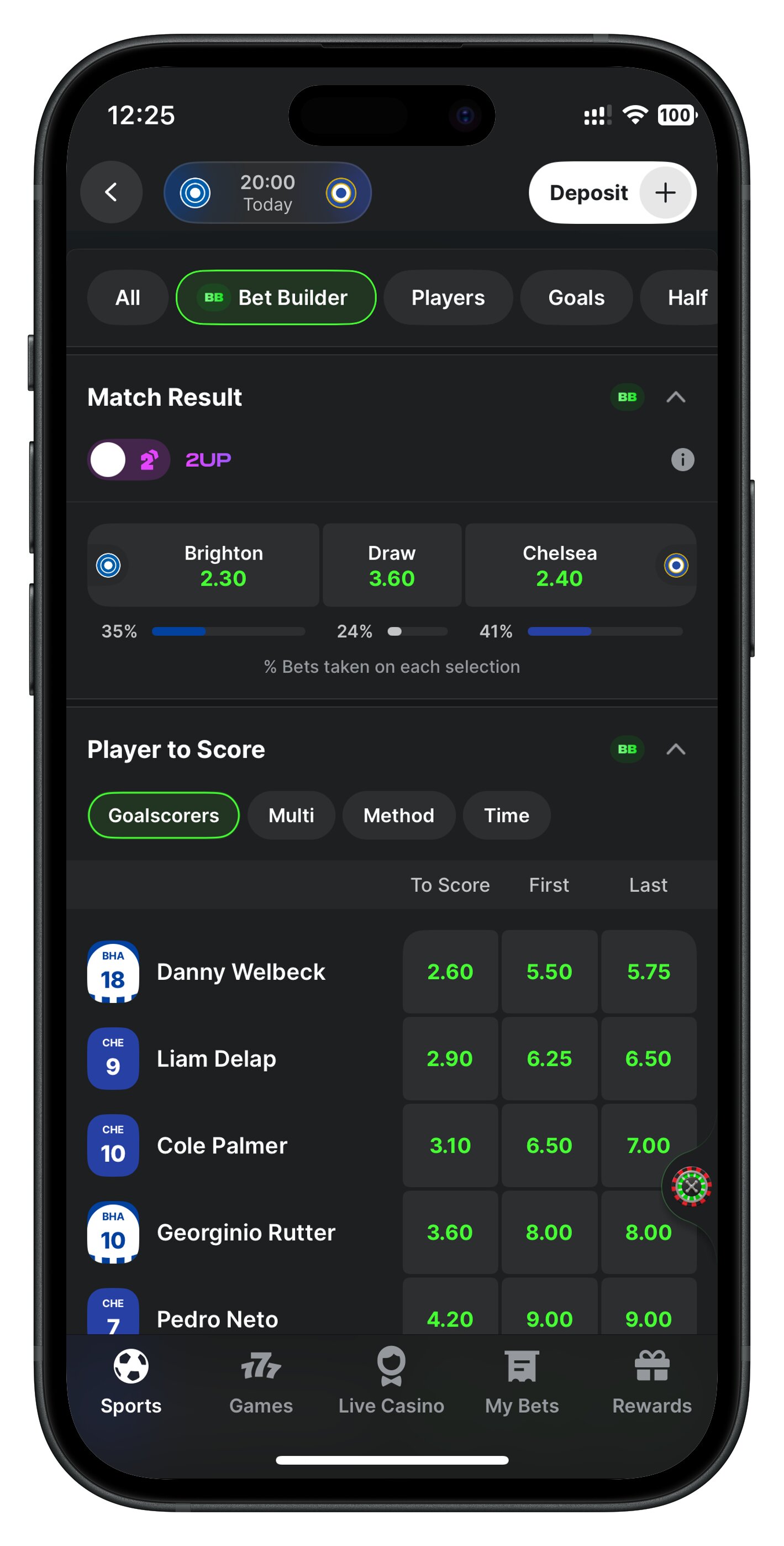 midnite app bet builder tab