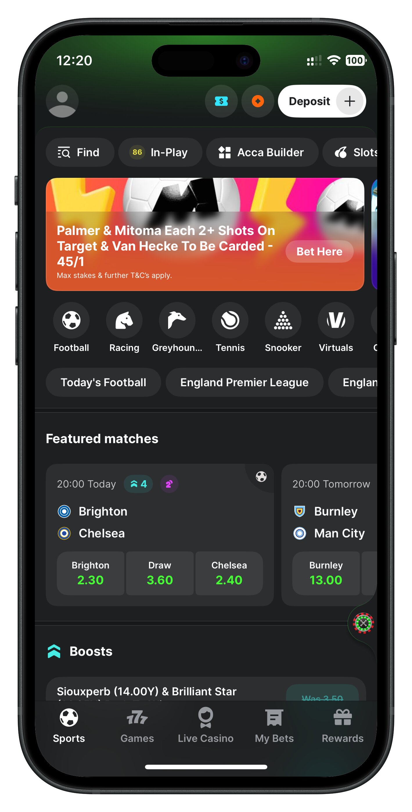 Midnite app homepage