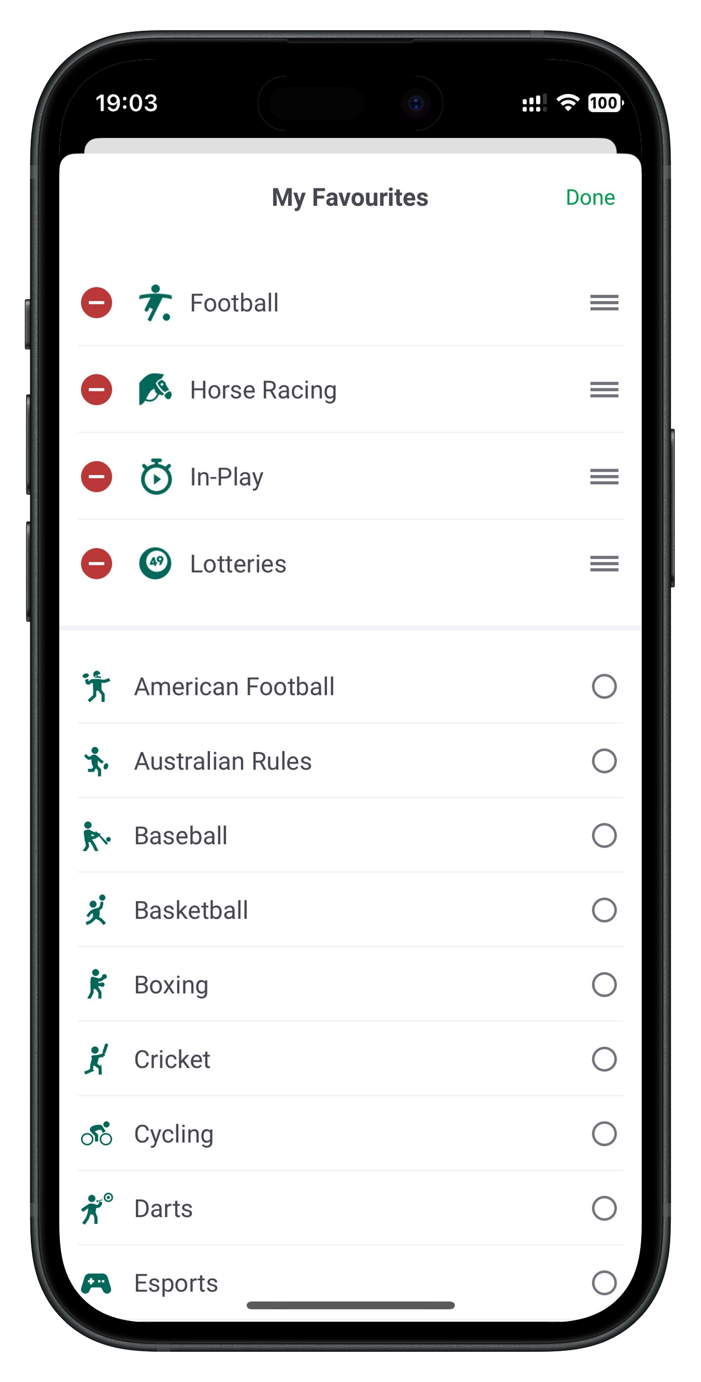 paddypower app to add favorite