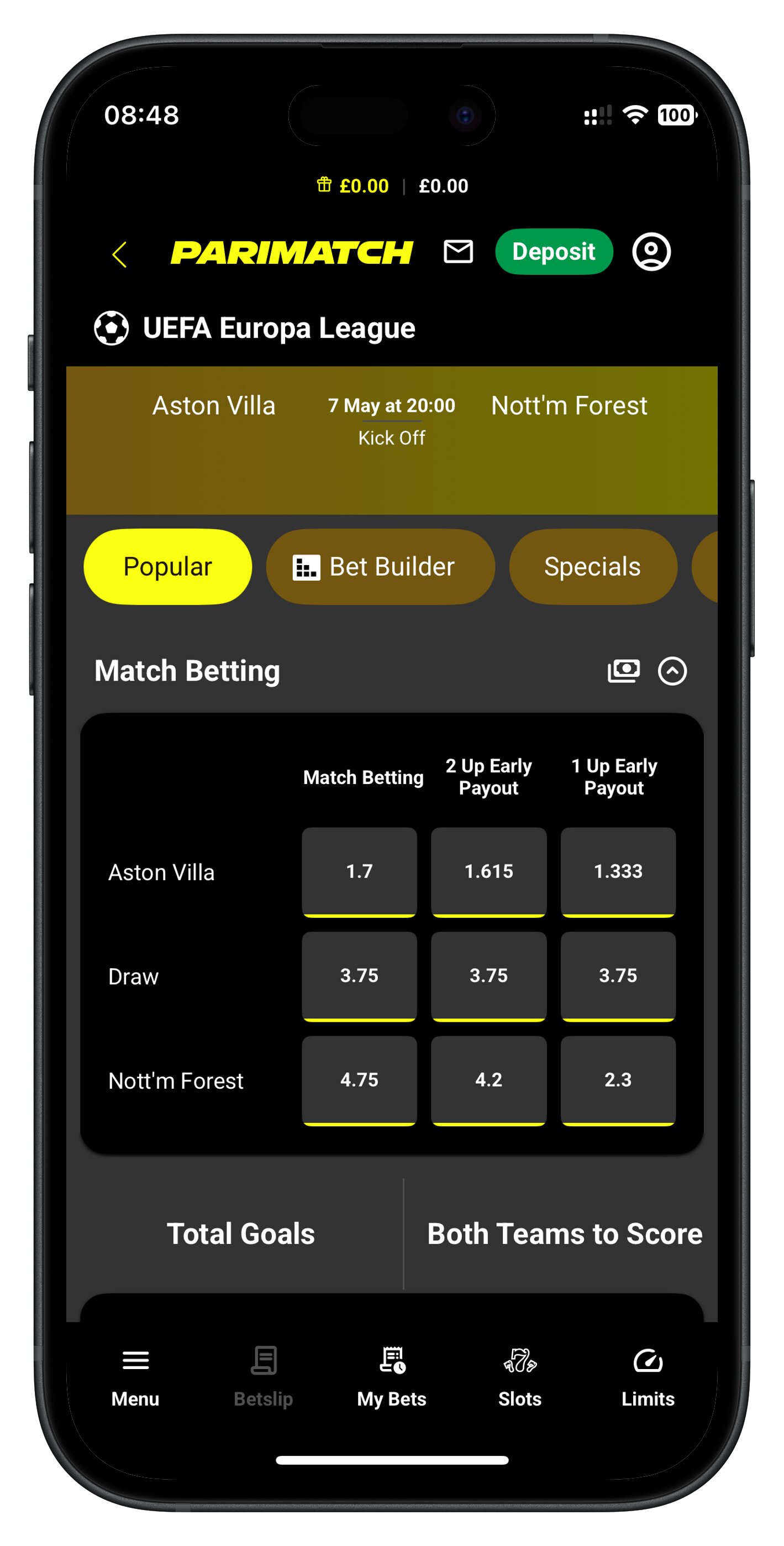 parimatch app event page