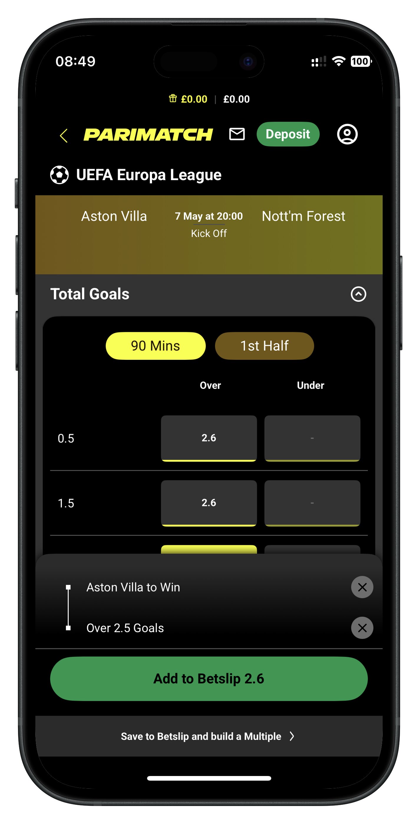 parimatch app bet builder add to betslip