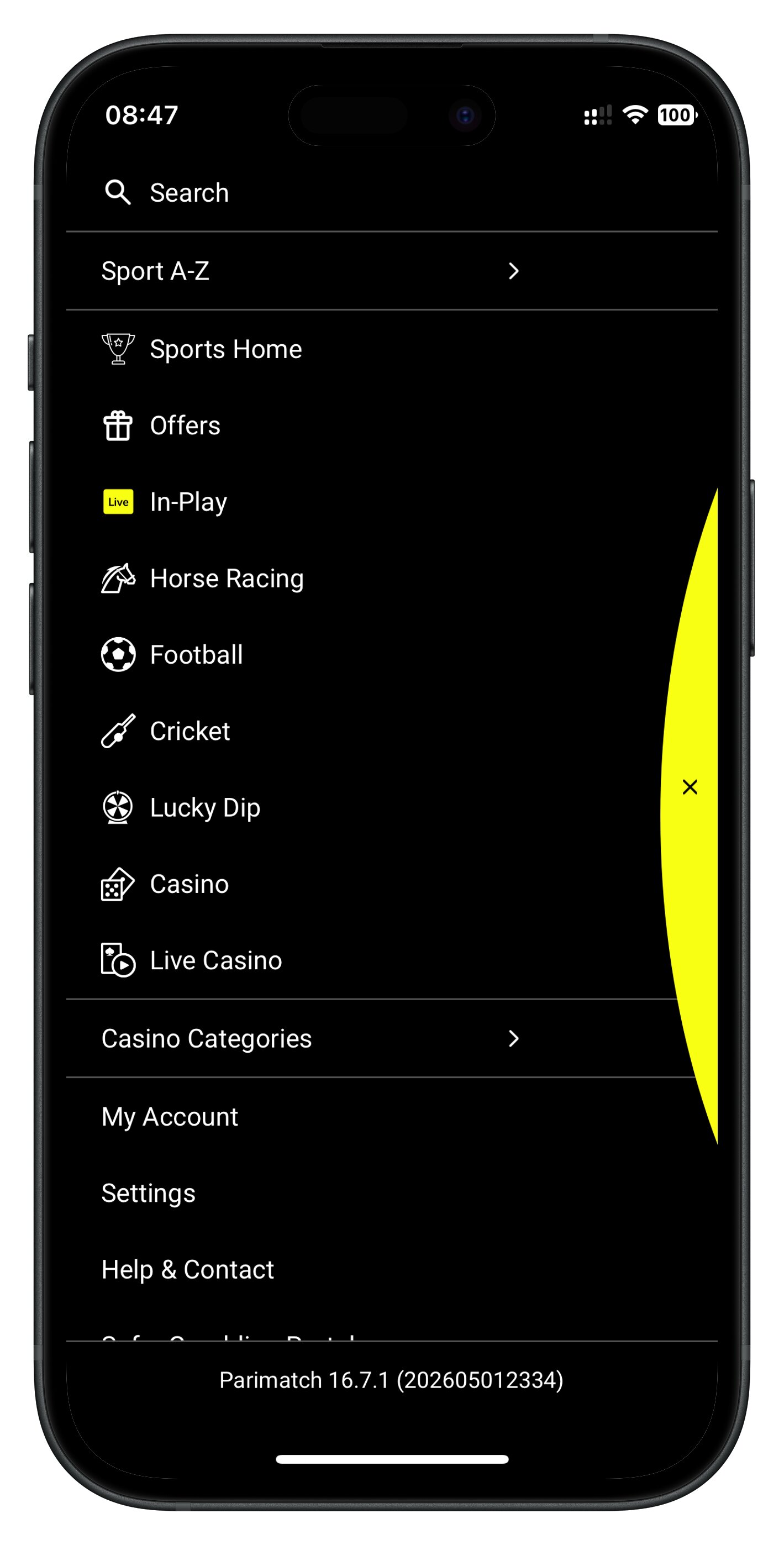 parimatch app search bar