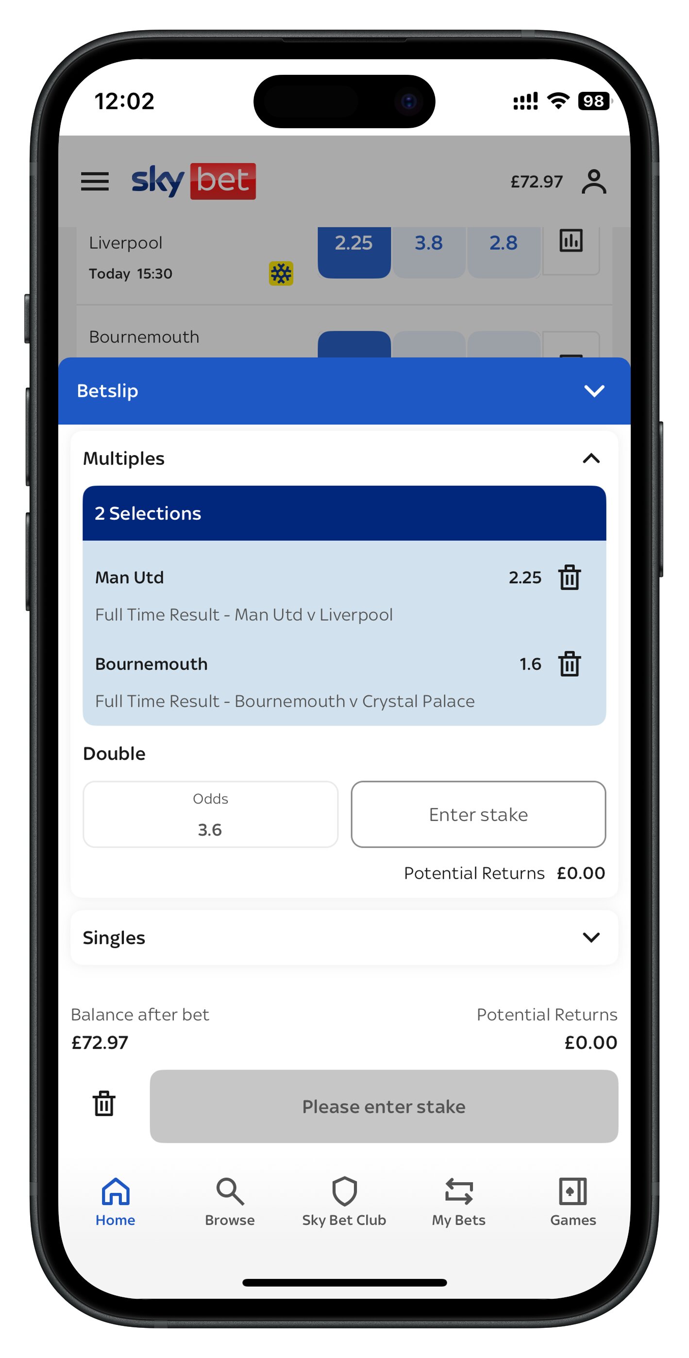skybet app acca