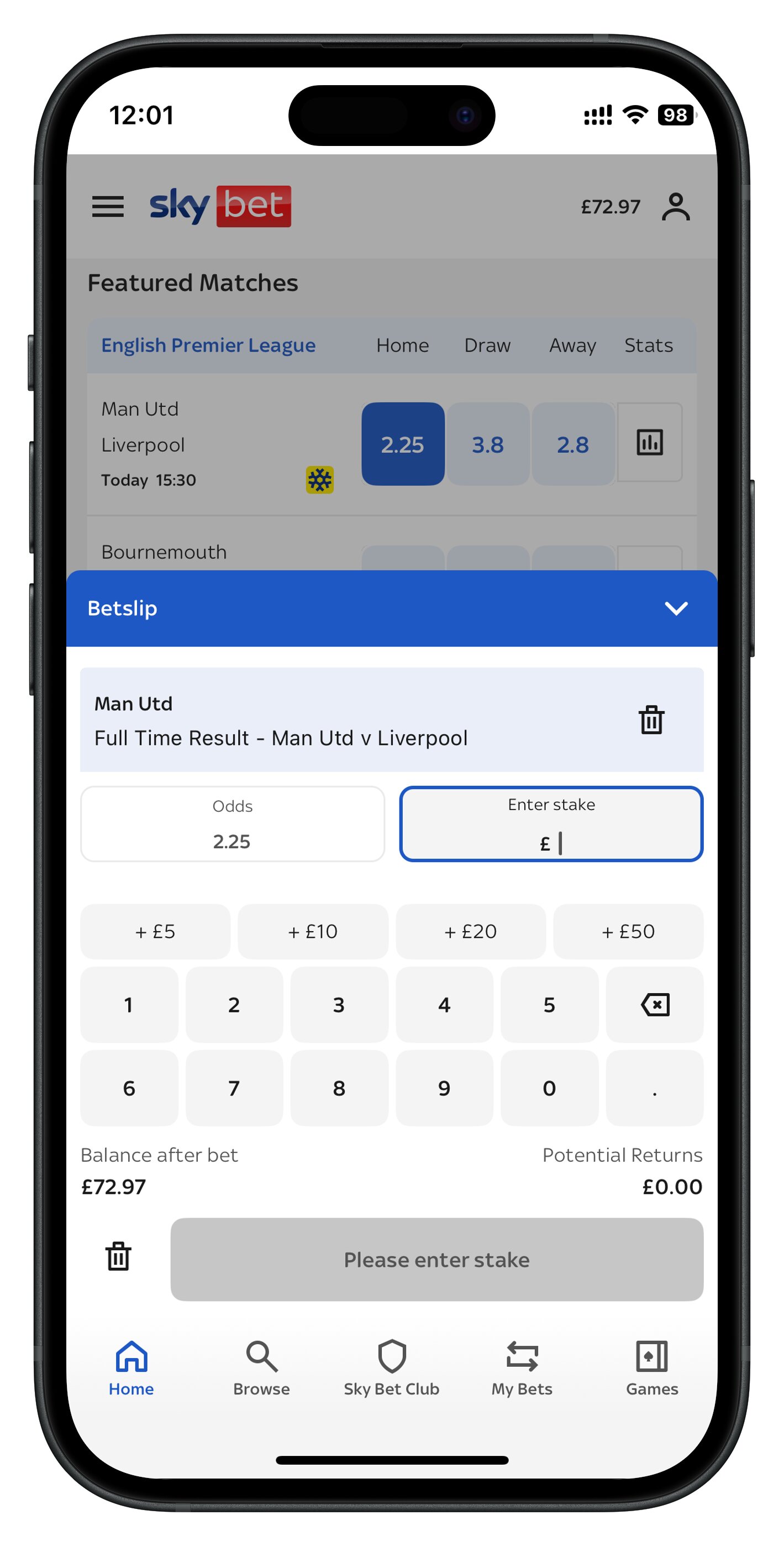 skybet app betslip