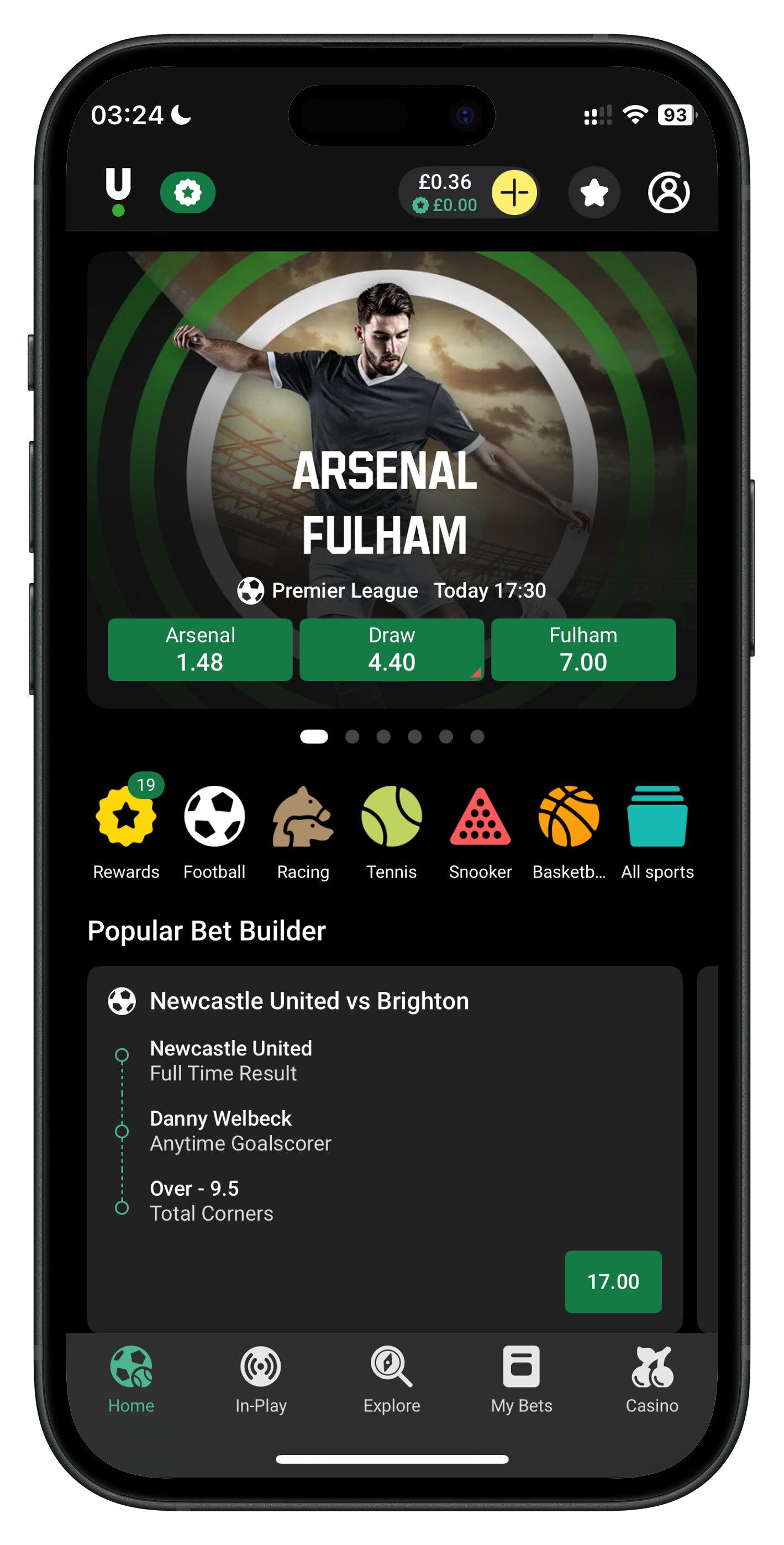 unibet app homepage