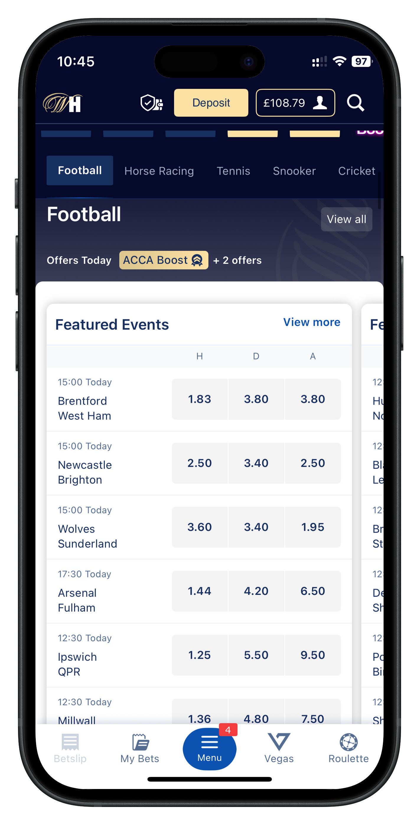 williamhill app featured events